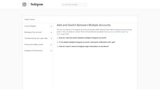 
                            3. Add and Switch Between Multiple Accounts | Instagram Help Center