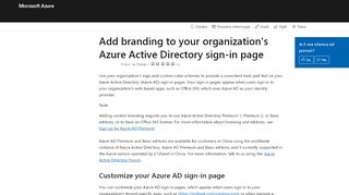 
                            2. Add branding to your organization's sign-in page - Azure Active ...