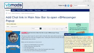 
                            6. Add Chat link in Main Nav Bar to open vBMessenger Popup ...