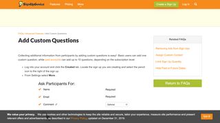 
                            4. Add Custom Questions - SignUpGenius
