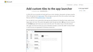 
                            10. Add custom tiles to the app launcher | Microsoft Docs