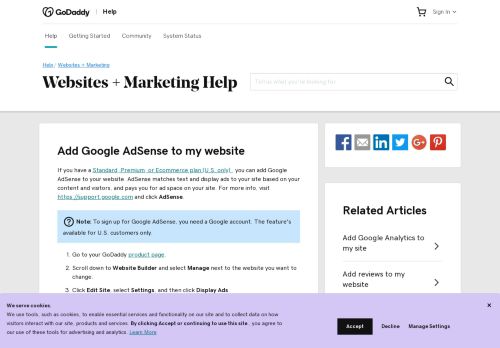 
                            7. Add Google AdSense to my website | GoDaddy Help GB