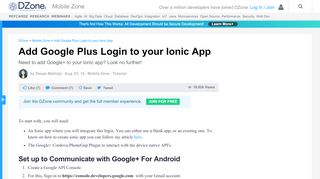 
                            5. Add Google Plus Login to your Ionic App - DZone Mobile