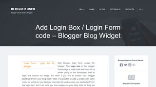 
                            9. Add Login Box / Login Form code - Blogger Blog Widget – Blogger User