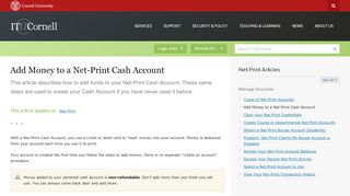 
                            11. Add Money to a Net-Print Cash Account | IT@Cornell