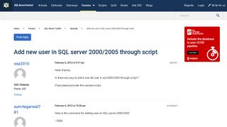
                            1. Add new user in SQL server 2000/2005 through script - SQL Server ...