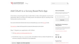 
                            10. Add OAuth to a Rails App Using Sorcery - Launch School