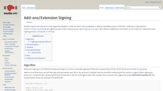 
                            9. Add-ons/Extension Signing - MozillaWiki