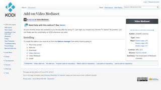 
                            4. Add-on:Video Mediaset - Official Kodi Wiki
