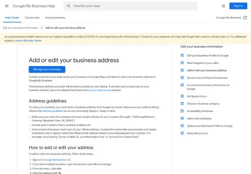 
                            5. Add or edit your business address - Google My Business Help