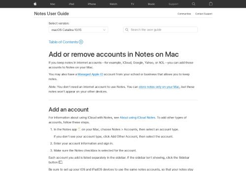 
                            8. Add or remove accounts in Notes on Mac - Apple Support