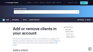 
                            4. Add or remove clients in your account | Campaign Monitor