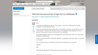 
                            2. Add service account as a login for my database - MSDN - Microsoft