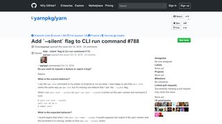 
                            2. Add `--silent` flag to CLI run command · Issue #788 · yarnpkg/yarn ...