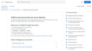 
                            9. Add & use accounts on your device - Google Play Help - ...