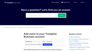 
                            8. Add users to your Trustpilot Business account - Trustpilot Support Center