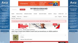 
                            11. Add Virgin Credit Card (ABSA Credit Card) as beneficiary on ABSA ...