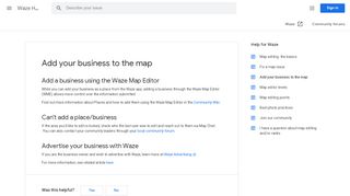 
                            7. Add your business to the map - Waze Help - Google Support