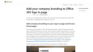 
                            3. Add your company branding to Office 365 Sign In page | Microsoft Docs
