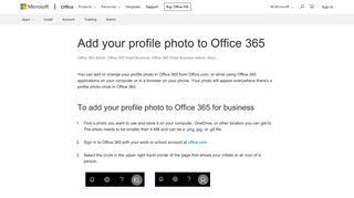 
                            1. Add your profile photo to Office 365 - Office Support