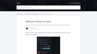 
                            7. Add your Steam account | Challengermode Support