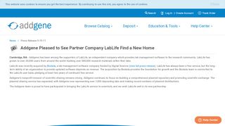 
                            12. Addgene: Partner Company LabLife Find a New Home