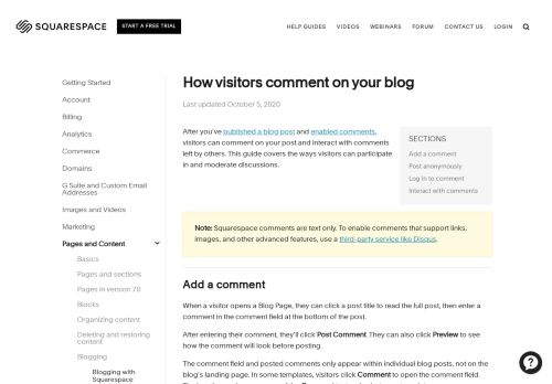 
                            4. Adding a blog comment – Squarespace Help