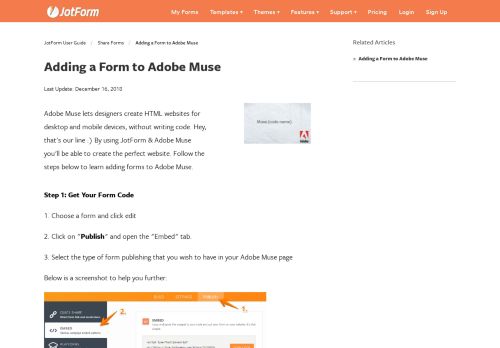 
                            6. Adding a Form to Adobe Muse - JotForm
