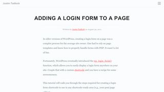 
                            4. Adding a login form to a page — Justin Tadlock