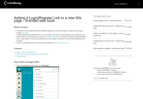
                            11. Adding a Login|Register Link to a new Wix page - branded web tools