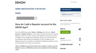
                            9. ADDING A NAPSTER ACCOUNT TO THE HEOS APP. - Service