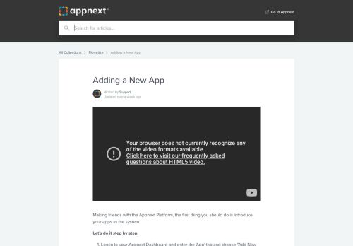 
                            8. Adding a New App | Appnext Help Center