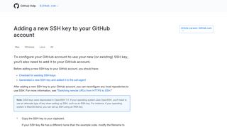 
                            3. Adding a new SSH key to your GitHub account - User Documentation