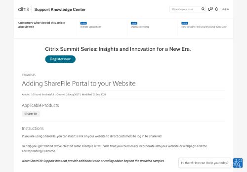 
                            13. Adding a ShareFile Client Portal to your Website - Support & Services