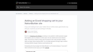 
                            8. Adding an Ecwid shopping cart to your NationBuilder site