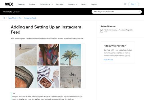 
                            6. Adding and Setting Up an Instagram Feed | Help Center | Wix.com