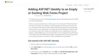 
                            11. Adding ASP.NET Identity to an Empty or Existing Web Forms Project ...