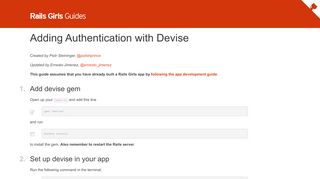 
                            4. Adding Authentication with Devise - Rails Girls