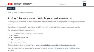 
                            3. Adding CRA program accounts to your business number - Canada.ca