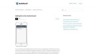 
                            4. Adding EA to the Authenticator – AuthAnvil On-Demand