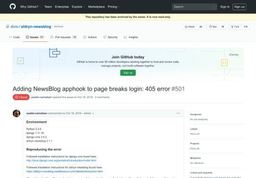 
                            7. Adding NewsBlog apphook to page breaks login: 405 error · Issue ...