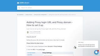 
                            3. Adding Proxy login URL and Proxy domain - How to set it up | Lean ...