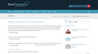 
                            8. Adding / Resetting a User's Swipe Card - Epos Freedom