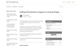 
                            12. Adding Shutterstock Images to Landing Pages – SharpSpring
