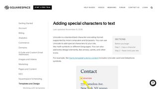 
                            9. Adding special characters to text – Squarespace Help