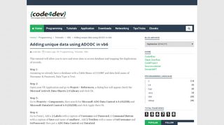 
                            12. Adding unique data using ADODC in vb6 - code4dev