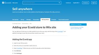 
                            11. Adding your Ecwid store to Wix site – Ecwid Help Center