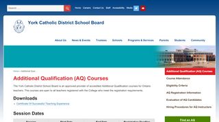 
                            7. Additional Qualification (AQ) Courses – York Catholic District School ...