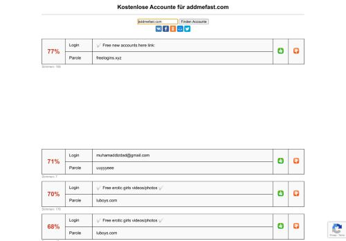 
                            5. addmefast.com - kostenlose Accounte, Parolen und Logine