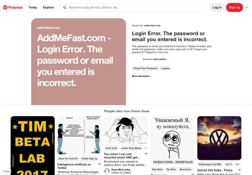 
                            9. AddMeFast.com - Login Error. The password or email you entered is ...